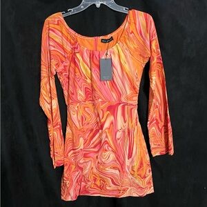 2/$10 Women's Mini Dress - Vibrant Red and Orange